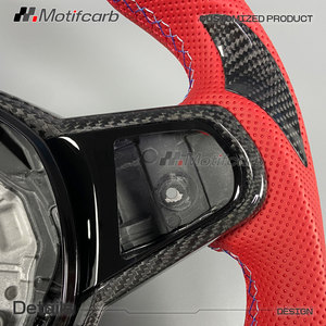 Volante de fibra de carbono personalizado LCI para BMW Serie 3 5 G02 G20 G30 X3 X4 X5 M3 M4 M5 con empuñaduras de cuero rojo - Product Image 5