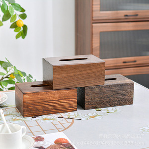 Envío directo disponible para cajas de pañuelos de nogal negro, cajas de pañuelos de madera maciza sencillas, cajas de pañuelos de madera de lujo ligero para el hogar y el comedor. - Product Image 1
