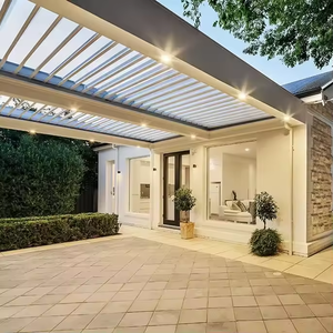 Pérgola de Aluminio con Toldo Retráctil Motorizado, Estilo Cabaña Beigeman, para Jardín, Enrejado de Pared para Plantas, Resistente a la Lluvia y al Sol - Product Image 6