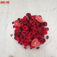 Guirlande de fleurs artificielles rouges SMS pour centre de table de mariage, décoration d'événements, arrangement floral pour table