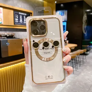 New Arrival mạ điện từ trường hợp điện thoại sang trọng với ống kính phim cho iPhone 16 15 14 13 12 phí không dây điện thoại di động Bìa