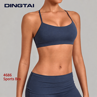 Soutien-gorge de sport croisé Dingtai pour femme, dos ouvert, coussinets amovibles, ourlet élastique, faible impact, couleur unie, cyclisme
