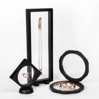 Boîte flottante 3D de présentation de bijoux 9x9cm, 1 pièce, cadre, présentoir, boîte d'ombre avec Base ronde, logo personnalisé