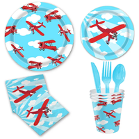 Ensemble de vaisselle de fête d'expédition rapide ensemble de décoration de fête d'avion Aviation joyeux anniversaire avion jetable assiette en papier ensemble de serviettes