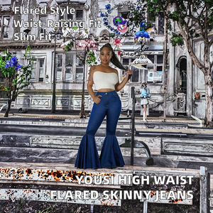 Yousi 2025 Jeans Vaqueros de Mezclilla Tejida Transpirable, Corte Boot Cut, Ajustados, de Cintura Alta, Estilo Vintage, Sexy, Casual, Elegantes, para Primavera/Verano - Product Image 2