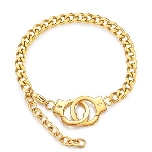 Stainless Steel <b>Couple</b> Handcuff <b>Bracelet</b> 18 16+4 Geometric Lock Design Unisex Gift Jewelry - Product Image 2