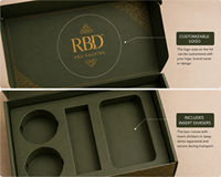 Boîte d'emballage alimentaire personnalisée avec insert amovible pour compartiments de dattes, baklava, chocolat, pâtisseries, noix, snacks, gâteaux, desserts