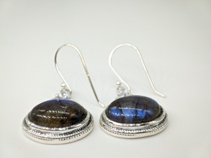 Pendientes de Plata de Ley 925 Hechos a Mano con Piedras Preciosas de Labradorita Natural, Estilo Bohemio Vintage para Mujer, Proveedor Mayorista de Joyería de Plata - Product Image 4