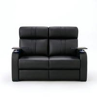Canapé inclinable électrique intelligent moderne, extensible, en mousse à mémoire de forme, en cuir véritable, deux places, avec structure en bois et pieds en métal, pour salon et maison