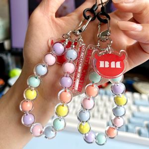 Custom New BABYMONSTER for Candy Color Acrylic Beaded Chain Mobile Phone Lanyard <b>Keychain</b> UV Printed Cartoon Pattern <b>Anime</b> - Product Image 1