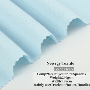 <span class=keywords><strong>Tissu</strong></span> en molleton pêche 94 % polyester 6 % élasthanne, 240 grammes par mètre carré, tricot extensible pour veste - Product Image 2