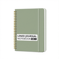 Carnet de notes de qualité supérieure avec couverture rigide en carton ligné en spirale, 140 pages, reliure spirale dorée, plastification, bande élastique