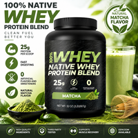 Fournisseur en gros de poudre de protéines de lactosérum OEM, 25g de protéines, saveur matcha, mélange de lactosérum naturel, nutrition fitness, marque privée