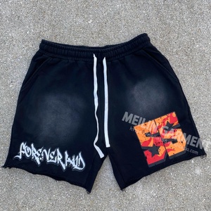Street Wear Custom Graphic Vintage Sun Faded Acid Washed DTG T Shirt and Shorts Men Two Piece Set - Product Image 2