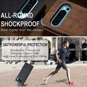 Étui portefeuille en cuir magnétique avec fentes pour cartes pour <span class=keywords><strong>Google</strong></span> Pixel 8 9 10 Pro XL 8A 7A 6A 7 6 Pro, coque de téléphone à rabat avec support et pochette intégrée - Product Image 4