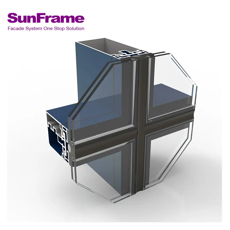 Прозрачные стеклянные фасадные системы ASTM CSA с алюминиевой рамой