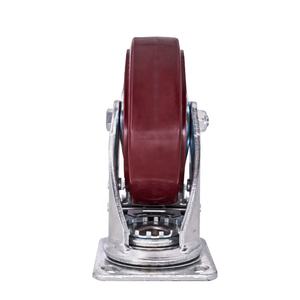 Koreanisches Dunkelrotes 230kg TPU Vollgummi Schwerlast-Lenkrolle 2x5 Zoll Schwenk- & Festrollen für Anhänger - Product Image 3