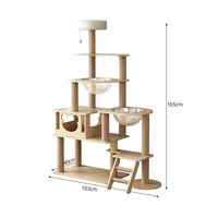 Arbre à chat multi-niveaux moderne en bois massif robuste avec deux capsules spatiales en acrylique, service OEM/ODM usine