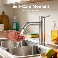 Robinet de lavabo moderne monotrou en acier inoxydable à capteur sans contact, haut, pour salle de bain, en céramique, directement du fabricant