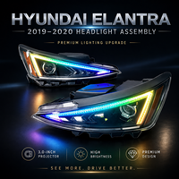 Ensemble de phares LED à changement de couleur WRGB haute luminosité pour Hyundai Elantra 2019, rétrofit complet, projecteur DRL modifié