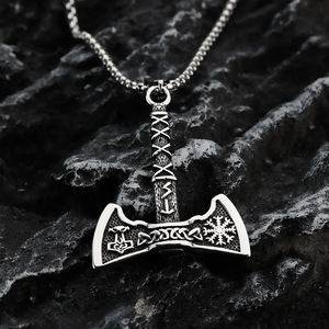Collar con Colgante de Hacha Vikinga de Acero Inoxidable Estilo Nórdico Retro para Hombre, con Diseño de Copo de Nieve, Geométrico Asimétrico, Regalo Temático - Product Image 2
