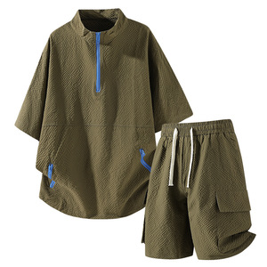 Conjunto de Verano 2026 de Moda con Media Cremallera, Camiseta de Secado Rápido, Pantalones Cortos Deportivos Transpirables que Absorben la Humedad, Chándal con Cuello Solapa - Product Image 1