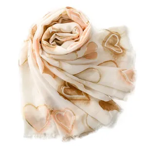 Heart printing voile cotton feeling scarf metallic style sunscreen scarf shawl for french long size lady head scarves