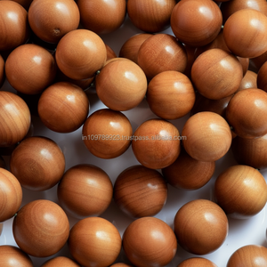 Cuentas de sándalo marrón, joyería de madera fina con cuentas de Chandan, fragancia amaderada relajante de larga duración ecológica, sur de la India - Product Image 1