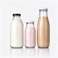 Bouteilles en verre pour jus de fruits, thé glacé, lait, avec couvercles métalliques, 6 oz, 8 oz, 10 oz, 16 oz