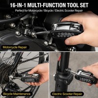 Kit d'outils de réparation de vélo 16 en 1, ensemble d'outils de cyclisme portable, réparation de vélo