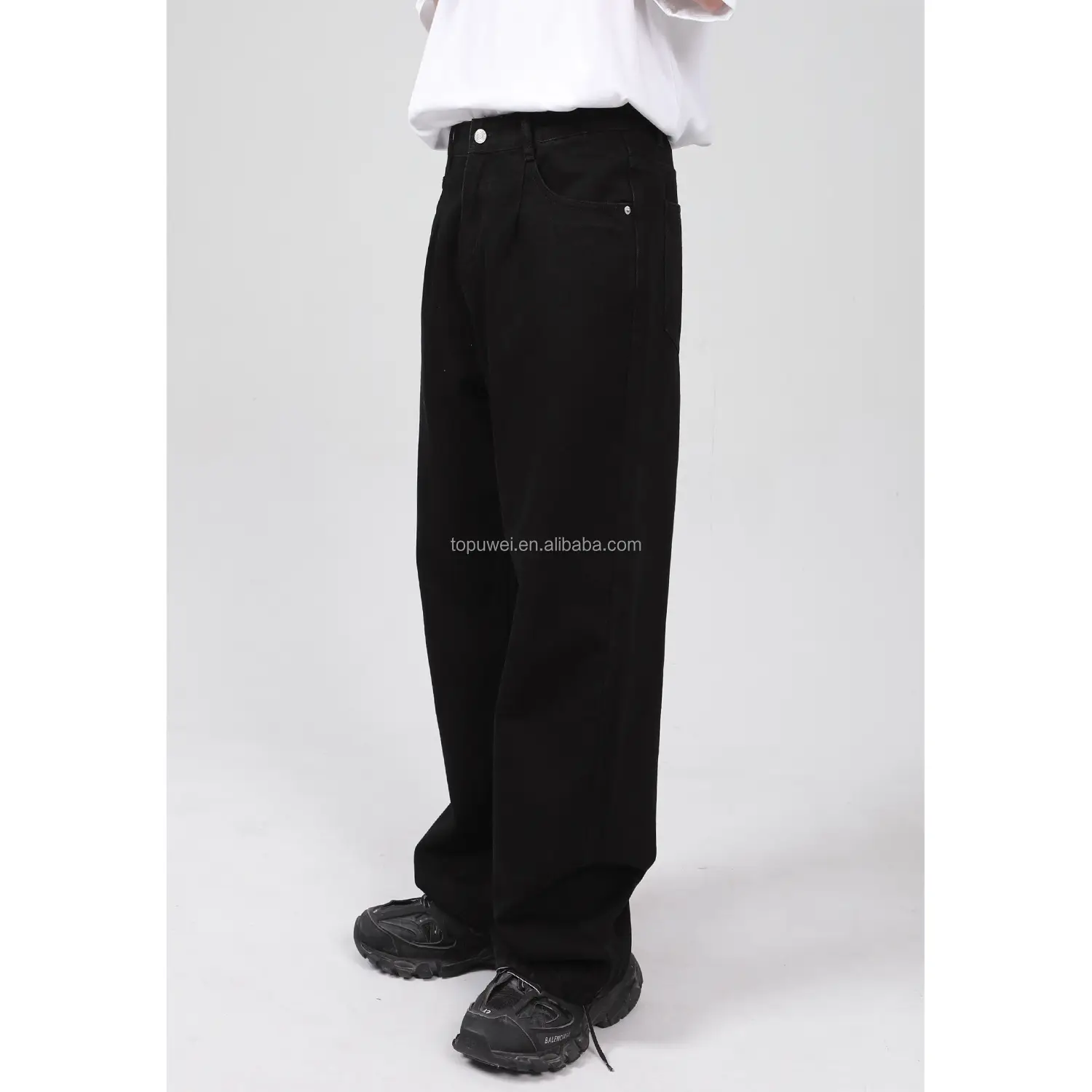 Customizable New Simple Casual Four Seasons Men's Jeans Trousers Basic Straight Solid Color Slim Jeans for Men