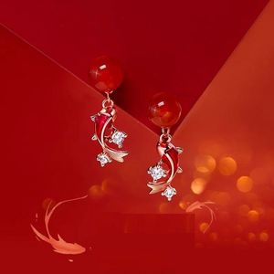 Lucky Koi Fish Shape Freshwater Pearl Drop <b>Earrings</b> Gold Plate with CZ Fashion Jewelry for Women - Product Image 4