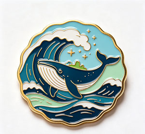 Whale Enamel Metal <b>Pin</b> Gold Plated Cartoon <b>Badge</b> Ocean Animal Cloak <b>Pin</b> for Bag and Garment - Product Image 2