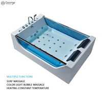 Nouveau-né baignoire deux personnes bain intérieur jet d'eau massage tourbillon hydromassag chauffage thermostatique couleur lumière baignoire acrylique