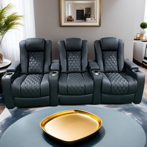 تصنيع الأصلي 3 مقاعد كرسي كهربائي النمط التقليدي جلد حقيقي المنزل أريكة السينما للمنزل المسرح المدرسة - Product Image 3