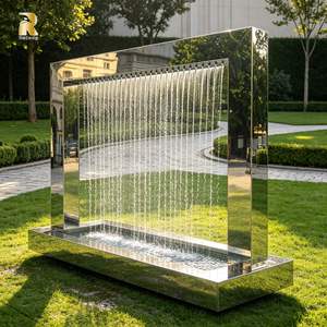 Fontaine cascade moderne en acier inoxydable RELONG, sculpture d'art métallique, design personnalisé pour parc et jardin extérieur - Product Image 1