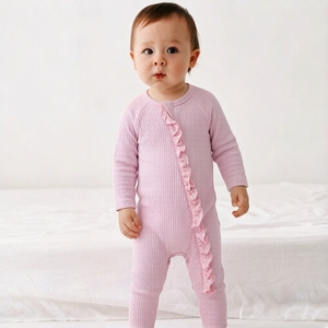 Combinaison pour bébé en fibre de bambou, douce pour la peau, combinaison pour nouveau-né en fibre de bambou avec <span class=keywords><strong>fleur</strong></span> sur la tête - Product Image 5