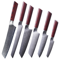 Ensemble de couteaux de chef en acier damas de qualité supérieure OEM, 5 pièces, manche G10, ensemble de couteaux de cuisine ultra-affûtés pour la cuisine à domicile