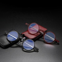 Sunbest 6032 TR90 Porte-clés Lunettes de Lecture Portable Pliant Télescopique Jambes Cadre Bleu Lumière Blocage Presbyte Verre Rouge Gris