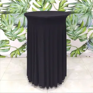 Good Price Of Black Cocktail Wedding Decoration TableCloth Polyester Round Dress Banquet Elastic Table Cloth