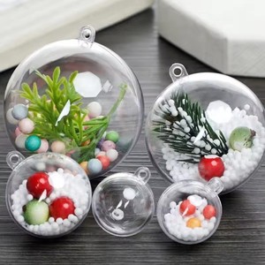Vente en gros <span class=keywords><strong>de</strong></span> boules transparentes en plastique pour bricolage ornements décoratifs suspendus boîte <span class=keywords><strong>à</strong></span> boules ouverte pour sapin <span class=keywords><strong>de</strong></span> Noël cadeaux pour la fête <span class=keywords><strong>de</strong></span> mariage - Product Image 1