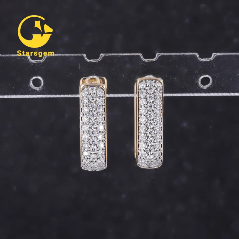 9k Yellow solid gold DEF moissanite stone diamond earrings hoop for lady's party earring