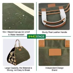 Paquete de muestra gratis: Bolsa para leña encerada, informal, resistente al agua, con asas para transportar leña, ideal para viajes de camping. - Product Image 5