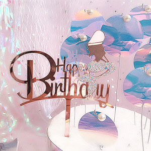 Decorazione per Torta di <span class=keywords><strong>Compleanno</strong></span> in Acrilico di Alta Qualità a Forma di Sirena per Feste di Bambine - Product Image 2