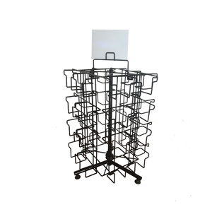 Wholesale <strong>Customized</strong> <strong>Countertop</strong> 360 Degree Rotating Greeting Card <strong>Display</strong> Rack 32 Wire Pockets Metal Stand - Product Image 1