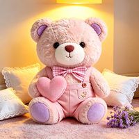Ours en peluche doux et mignon avec cœur et nœud, vente en gros, ours en peluche personnalisé pour enfants
