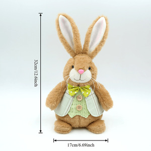 <b>Easter</b> Bunny Plush Toy Couple Pastoral Rabbit Stuffed Animal Doll Lace Plaid Dress Bowtie Hare Home Decor <b>Gift</b> for Kids Girls - Product Image 5