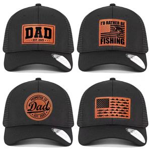 Nouvelle casquette en cuir style export avec étiquette en maille pour homme, respirante, pour l'été, casquette de camionneur à visière incurvée, casquette de baseball pare-soleil pour l'extérieur - Product Image 6