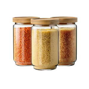 Bocaux en verre borosilicate de qualité alimentaire 2026 en gros, pots à épices modernes pour cuisine avec couvercle en bambou, compatibles lave-vaisselle - Product Image 1