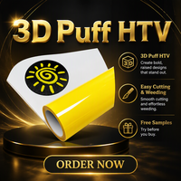 Film de transfert thermique en vinyle PU 3D gonflé de haute qualité, personnalisé en gros, pour T-shirts, sacs, casquettes et tissus